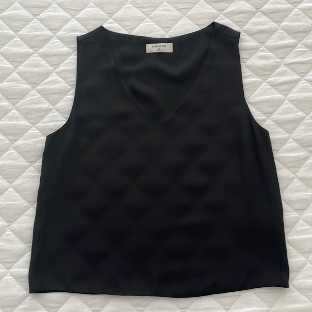 Aritzia Babaton Sleeveless Tank Murphy Blouse Black